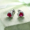 Mujeres 925 pendientes rojos de la circona de Sterling Silver Wedding Sets Heart y sistema pendiente