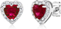 Mujeres 925 pendientes rojos de la circona de Sterling Silver Wedding Sets Heart y sistema pendiente