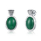 Pendientes de encargo de la piedra preciosa de Sterling Silver Earrings Oval Green del vintage 925