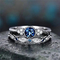 Anillos de compromiso de diamantes de plata de 925 Sterling Anillos de compromiso de zircón azul